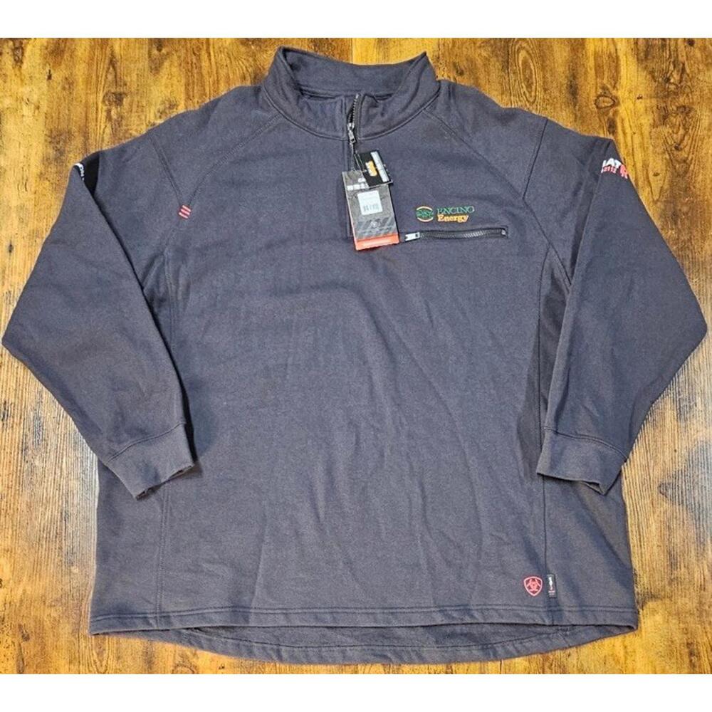 ARIAT CAT2 FR 1/4 Zip Sweatshirt Mens 3XL Tall Blue UL Certified Pullover NWT - Picture 1 of 7